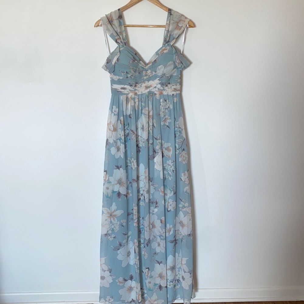 Blue Bridesmaid Wedding Guest Maxi Dress formal